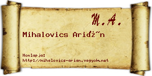 Mihalovics Arián névjegykártya